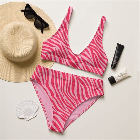 Pink Zebra Print Bikini Set Retro Vintage High Waisted Swim Suit Sexy Plus Size High Leg