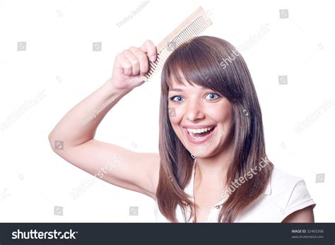 Beautiful Brunette Woman Hairbrush Stock Photo 32465398 Shutterstock