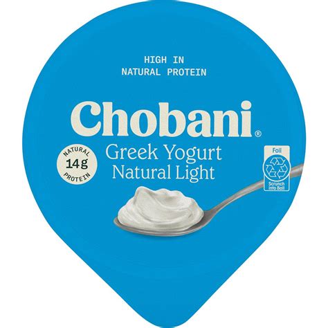 Chobani Greek Yogurt Natural Light 160g Woolworths