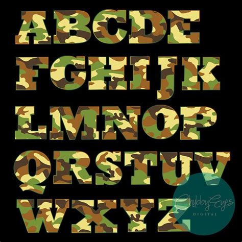 Camo Digital Alphabet Camouflage Pattern Clip Art Letters Alphabet