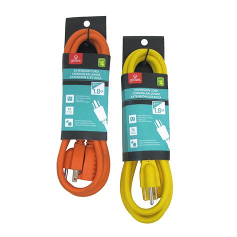 Set 2 6ft Indoor Outdoor Extension Cords 3 Prong Grounded Heavy Gauge ...