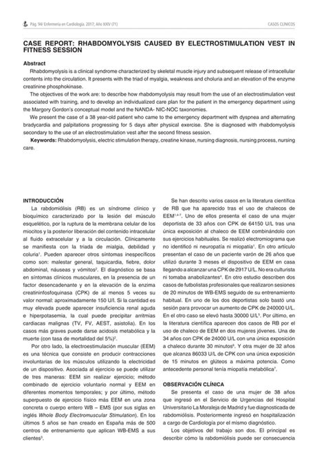 Rabdomiólisis causada por chaleco de electroestimulación en sesión de