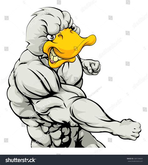 Mean Looking Duck Character Mascot Fighting Stock Vector Royalty Free