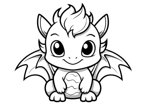 Whimsical Baby Dragon Sketch - Coloring Page
