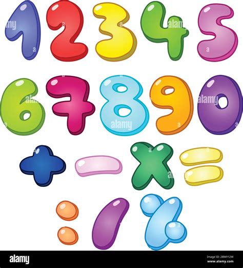 3d Bubble Shaped Numbers And Math Signs Set Stock Vector Image Art