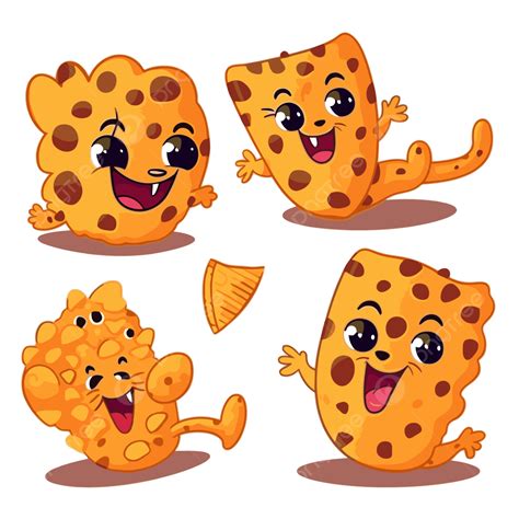 Cheetos Clipart Vier Stukken Van Verschillende Kaascartoon Vector