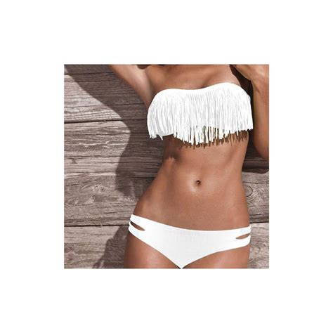 Maillot de bain avec bandeau à frange rembourrage amovible Bikini