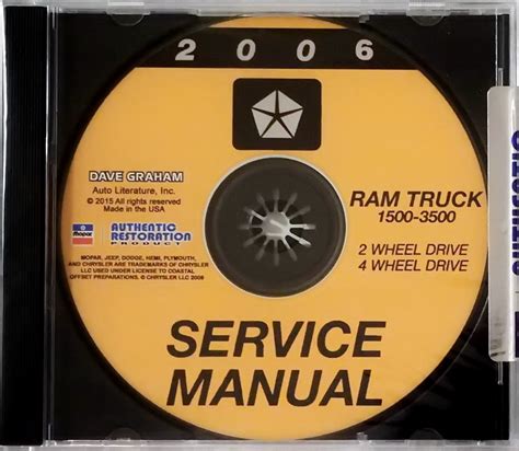 2006 Dodge Ram Truck 1500 2500 3500 Factory Service Manual Shop Repair On Cd Factory Repair