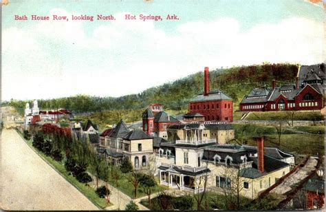 Postcard Bath House Row Looking North In Hot Springs Arkansas United States Arkansas Hot
