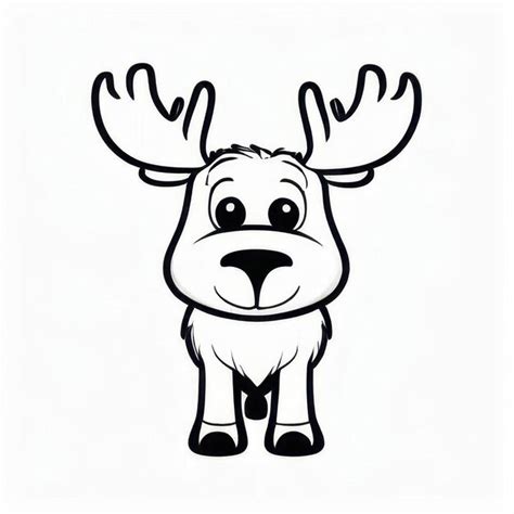 Moose Outline Black And White Cute Coloring Book Premium Ai Generated