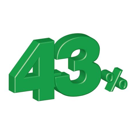 Premium Vector | 43 percent 3d plastic effect number percentage symbol ...
