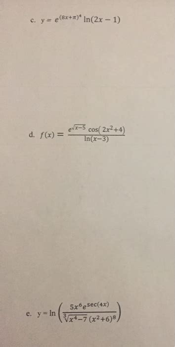 Solved Differentiate The Following Functions And Simplify