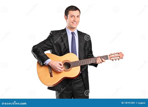 A Young Man Playing Acoustic Guitar Stock Image Image Of Musician