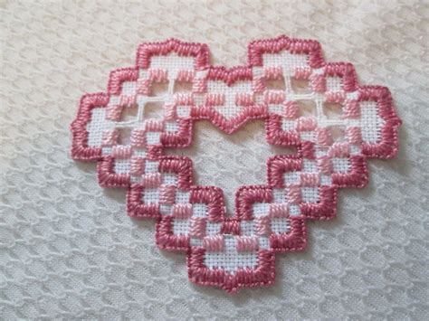 Hardanger Heart Norwegian Embroidery Hand Made Blue Hardanger