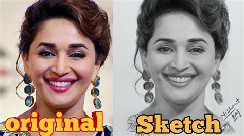 Sketch Of Madhuri Dixit Art By Nishant Raj YouTube