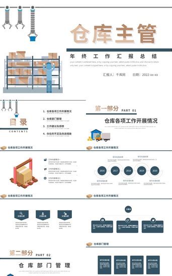 扁平风仓库主管年终工作汇报总结pptppt模板免费下载 Ppt模板 千库网