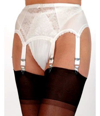 Nylon Dreams Strap Suspender Belt With Lace Front Panel