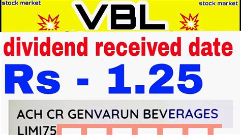 Dividend Received Date Varun Beverages Share Varun Beverages Share