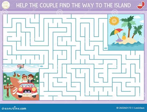 Wedding Maze For Kids With Bride And Groom Cutting The Cake Marriage