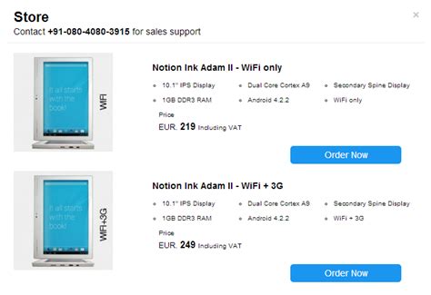 Notion Inks Adam Ii Tablet Is Now Available In Europe At 219 Euros For