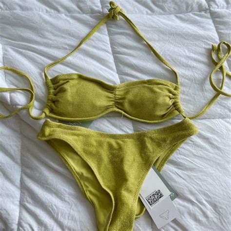 H M Lime Green Sparkly Bikini Depop