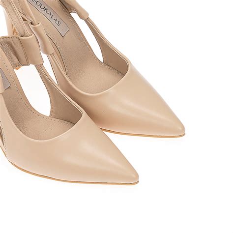 Czółenka mule z ekoskóry nude z paskiem i spiczastym noskiem