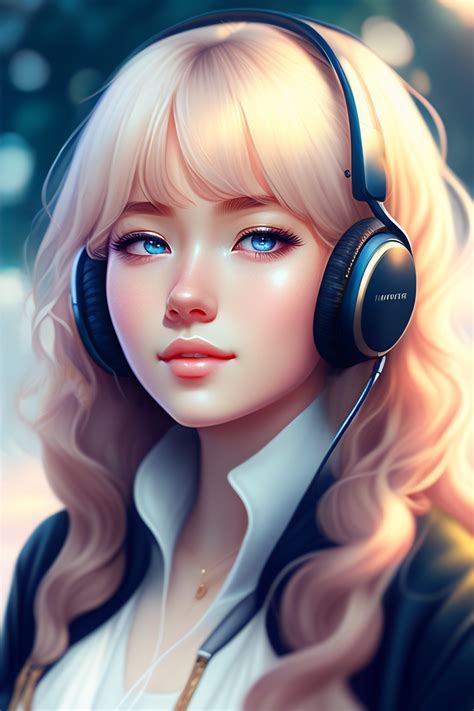 Anime Girl With Blonde Hair And Headphones