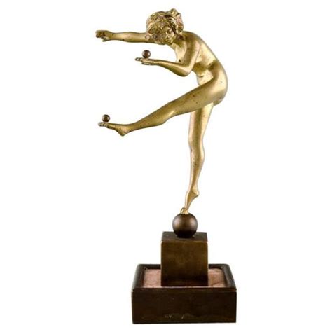 Art Deco Bronze Sculpture Naked Woman Juggling Balls S Vinterior