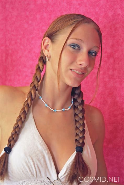 Thin Amateur Victoria Nelson Wears Her Red Hair In Braided Pigtails While Nude CoedCherry