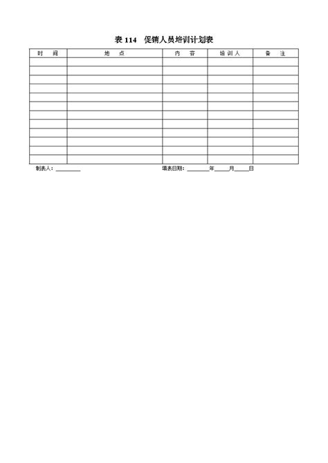 房地产行业表114 促销人员培训计划表doc工程项目管理资料土木在线