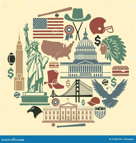 Symbols Of The Usa In The Form Of A Circle Stock Vector Illustration