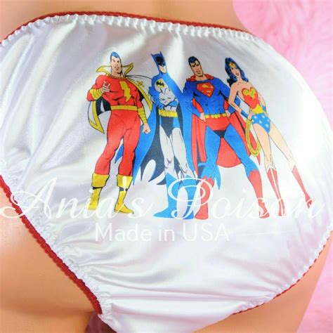 Rare Vintage Retro Super Hero SuperMan BatMan Super Wonder Woman Satin String Bikini Mens