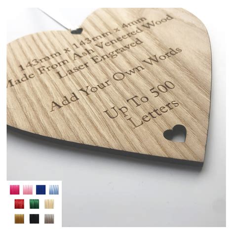 Personalised Wooden Heart Plaque Sign Custom Bespoke Made To Order With