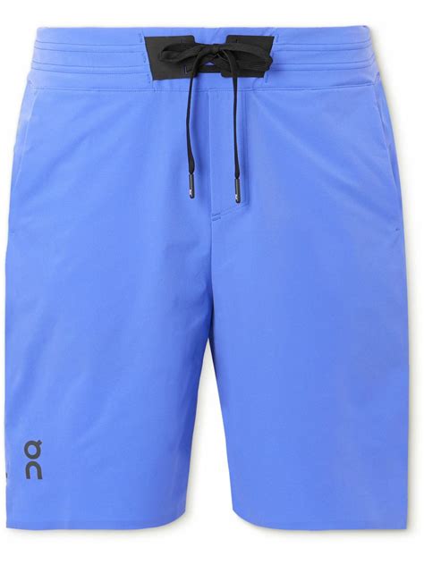 hybrid straight leg shell drawstring shorts blue