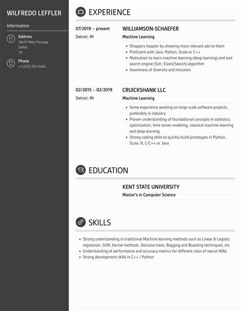Machine Learning Resume Samples Velvet Jobs