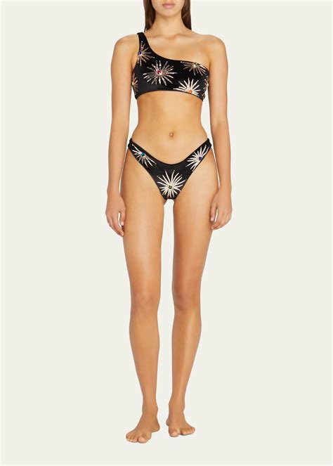 Oceanus Callie Velvet Bikini Set W Crystal Embroidery Bergdorf Goodman