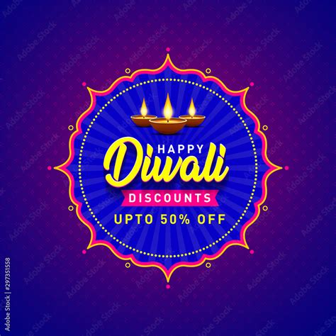 Happy Diwali Discounts Upto 50 Percent Off Banner Indian Festival Of