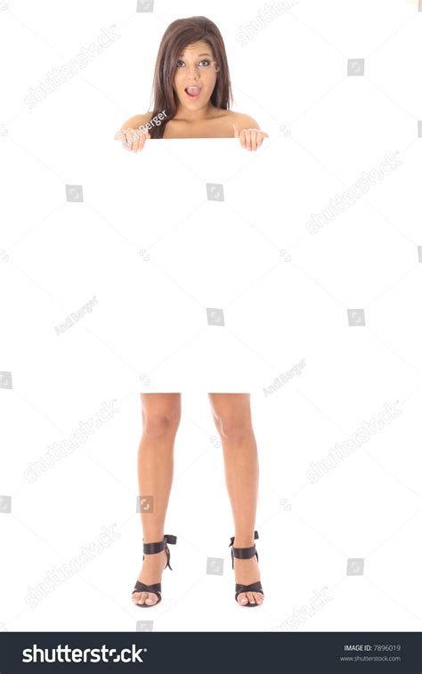 Naked Brunette Holding Blank Sign Stock Photo 7896019 Shutterstock
