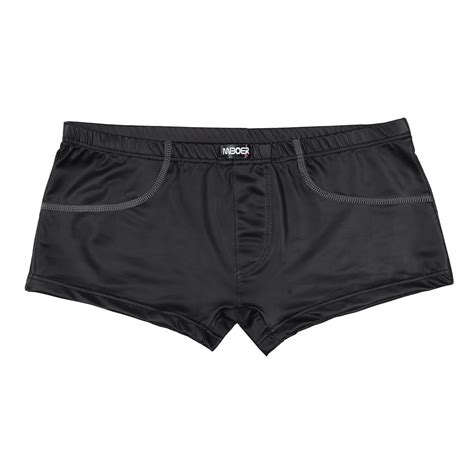 Mens Patent Leather Wet Look Boxer Shorts Swim Trunks Bikini Underwear Swimwear EBay