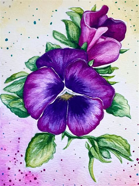 Акварельная картина «Анютины глазки» $17.00 | Buy online with delivery