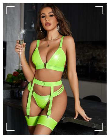 Amazon Avidlove Women Lingerie Set Leather Garter Piece Bra And Panty Set Babydoll