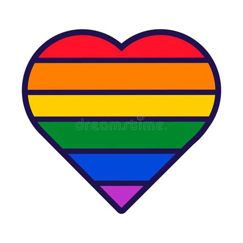 Outline Flag Heart Traditional Gay Pride Icon Stock Vector Illustration Of Sexual Striped