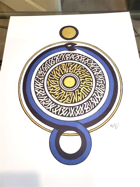 Ouroboros Symbol In Blue Kundalini Art Serpent Symbol Original