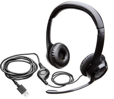 Гарнитура Logitech H390, для компьютера, накладные, проводные, черный ...