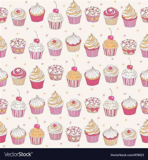 Seamless Sweet Cupcake Party Background Pattern Vector By OlaArt