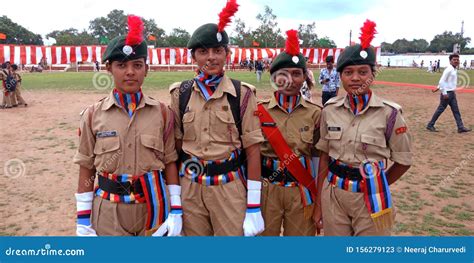 National Cadet Corps Ncc Girls Standing At Playground Editorial Stock