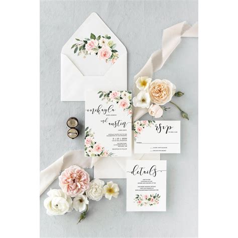 Blush Floral Wedding Invitation Love Of Creating Design Co