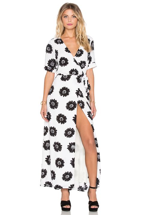 Lucca Couture Short Sleeve Wrap Maxi Dress In White Lyst