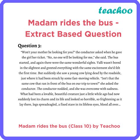 [First Flight Class 10 English] Madam Rides the Bus - Extra Question