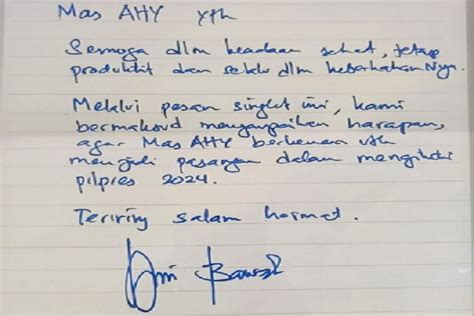 Ini Isi Surat Anies Yang Minta Ahy Jadi Cawapres